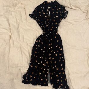 Urban Outfitters Black Dress with Orange Floral Design